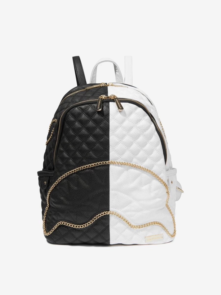 Sprayground Girls Shark Savage Split Quilt Backpack - Black Cool School Bag for Kids