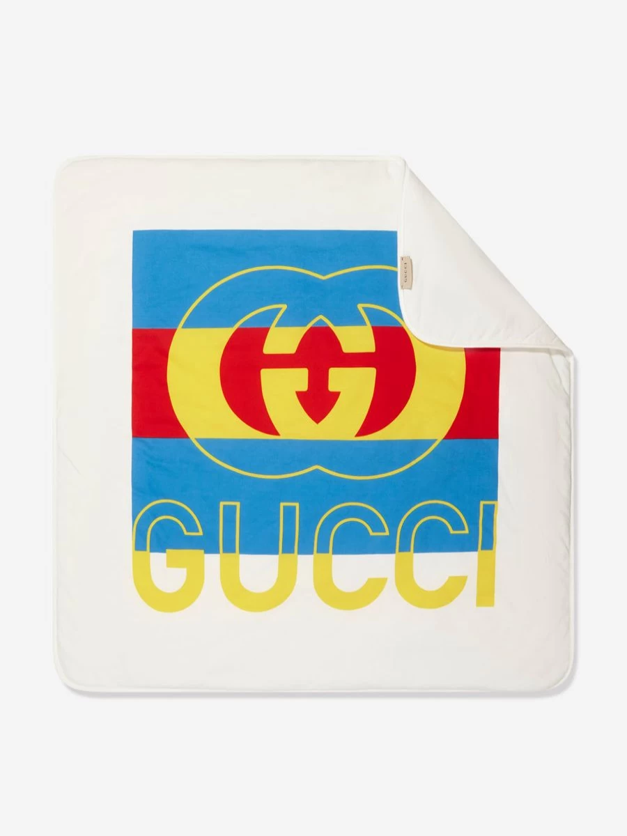 Gucci Kids Baby Logo Blanket - Soft White Comfort for Infants