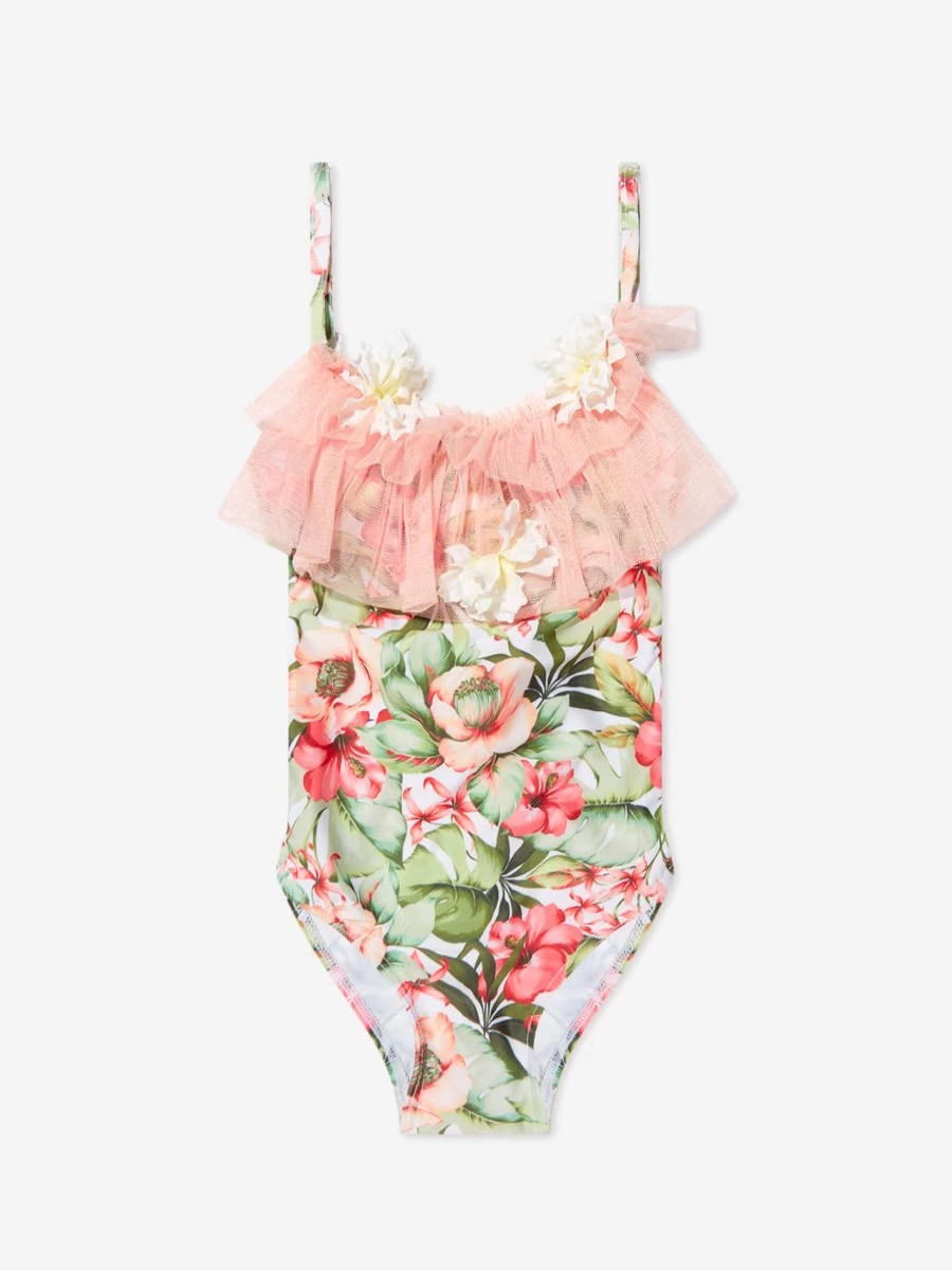 "Selini Action Baby Girls Floral Print Multicolor Swimsuit"