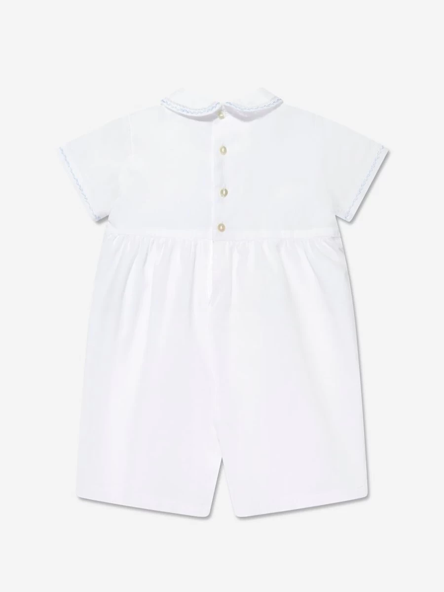 Sarah Louise Baby Boys White Romper - Soft & Comfortable Infant Bodysuit