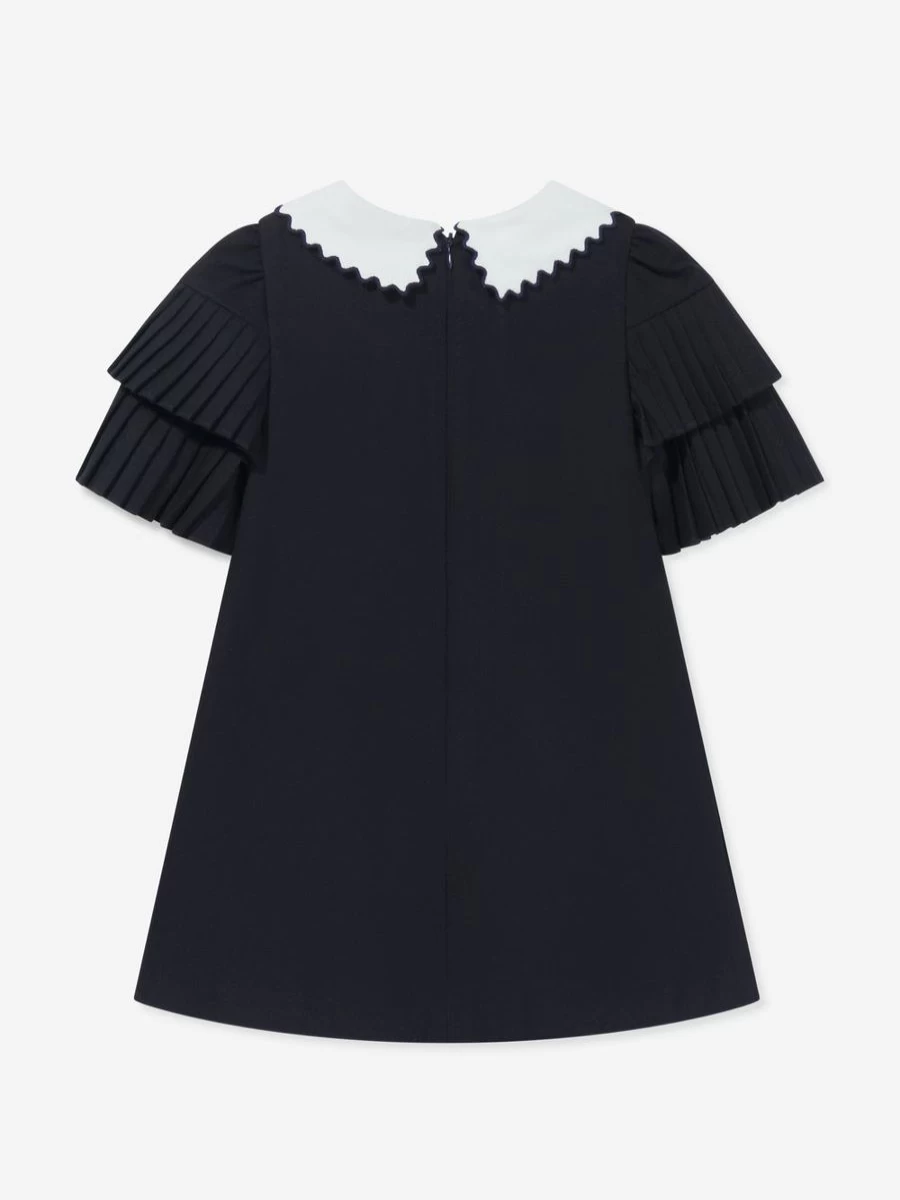 Patachou Navy Pleated Sleeve Dress for Girls - Elegant & Stylish