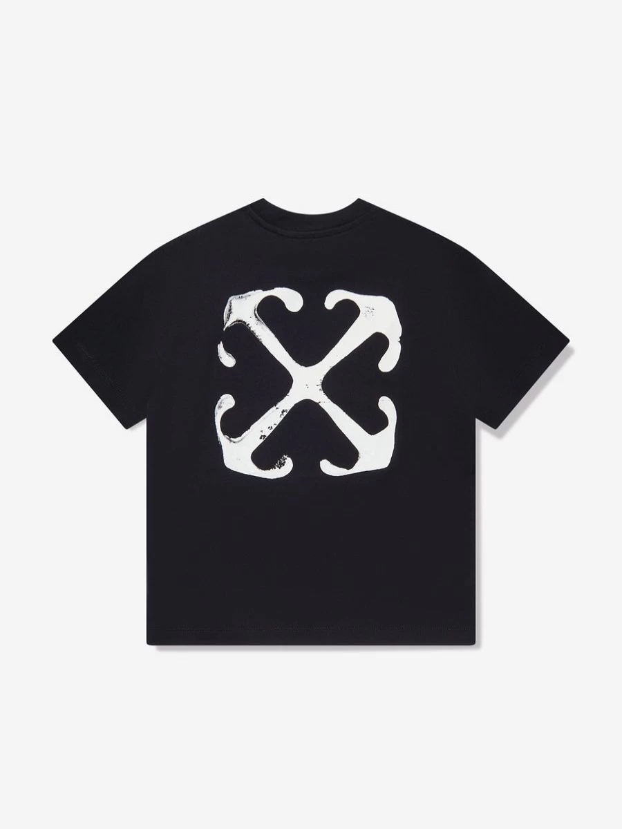 Off-White Boys Black Paint Graphic T-Shirt | Streetwear Tee for Kids
