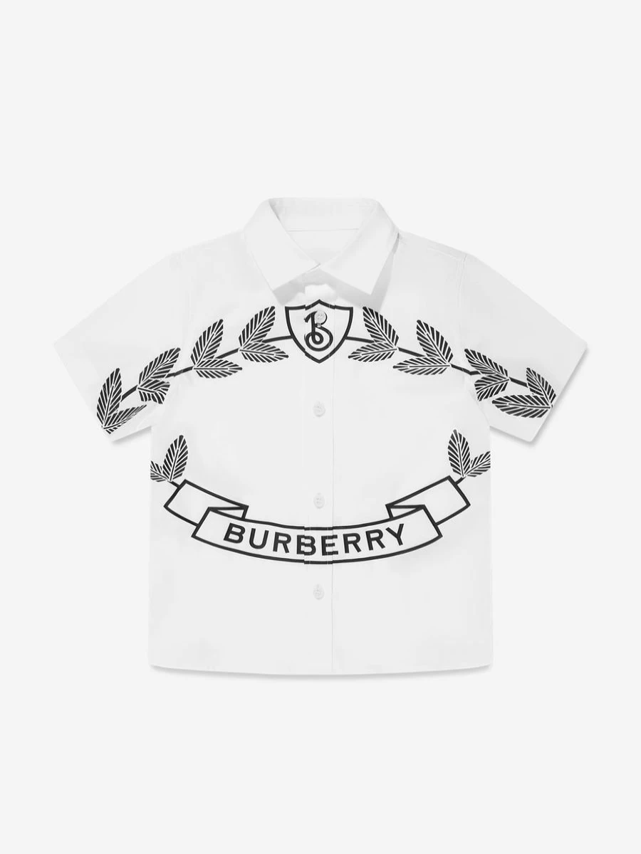 Burberry Kids Boys White Owen Crest Shirt | Classic Casual Style