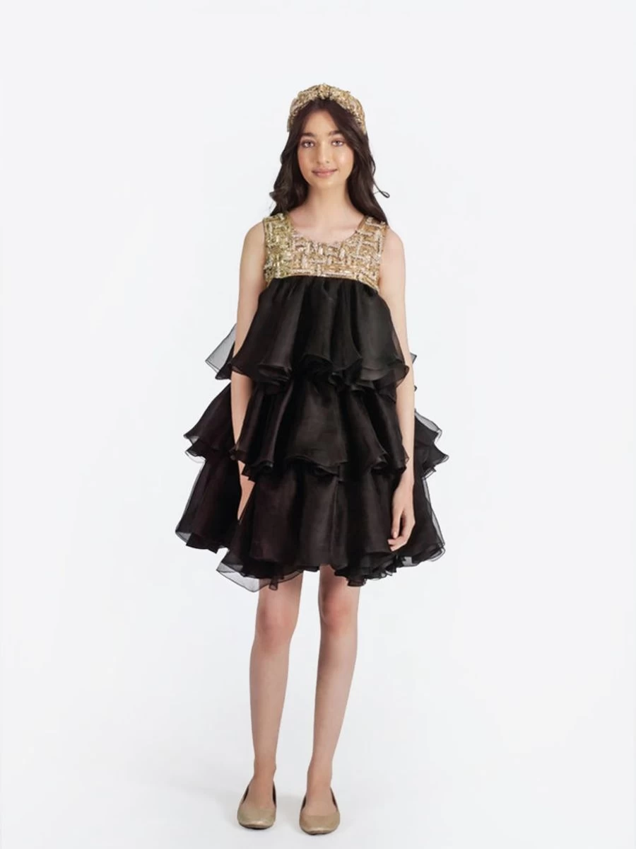 "Maison Ava Black Lumi Dress for Teen Girls – Elegant & Stylish"
