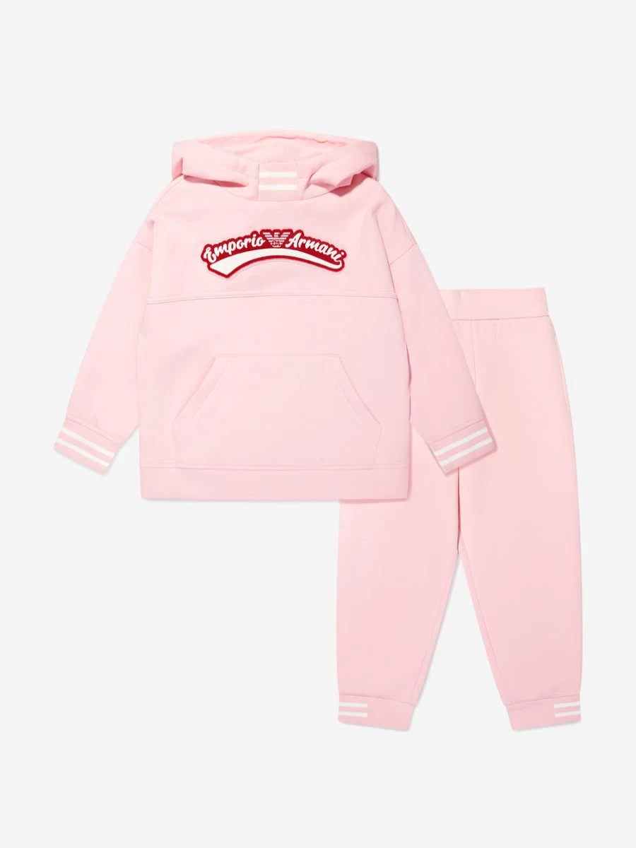 Emporio Armani Girls Pink Logo Tracksuit for Kids - Stylish Sportswear Outfit