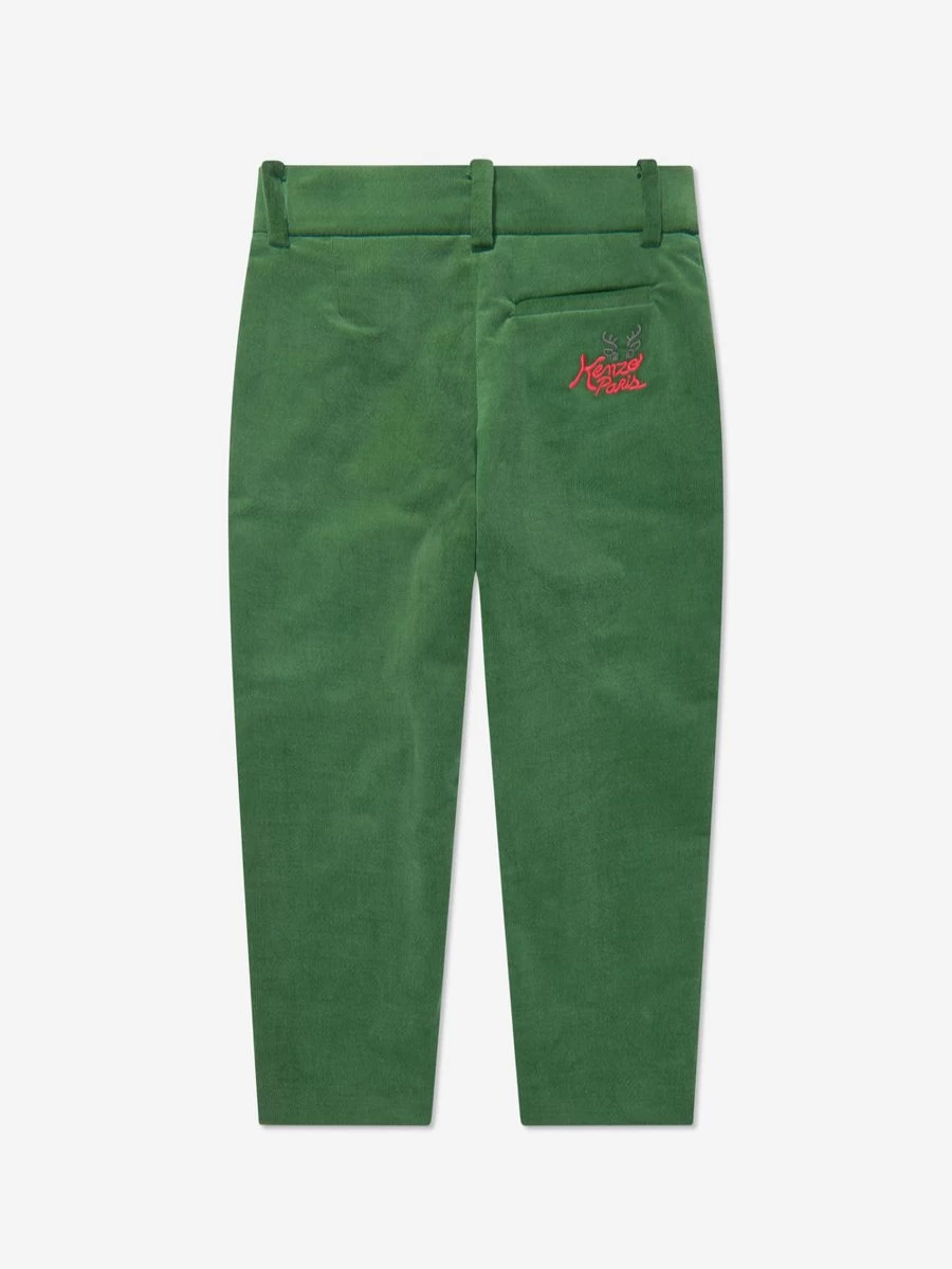 KENZO KIDS Teen Green Velvet Trousers for Boys - Luxurious Comfort & Style