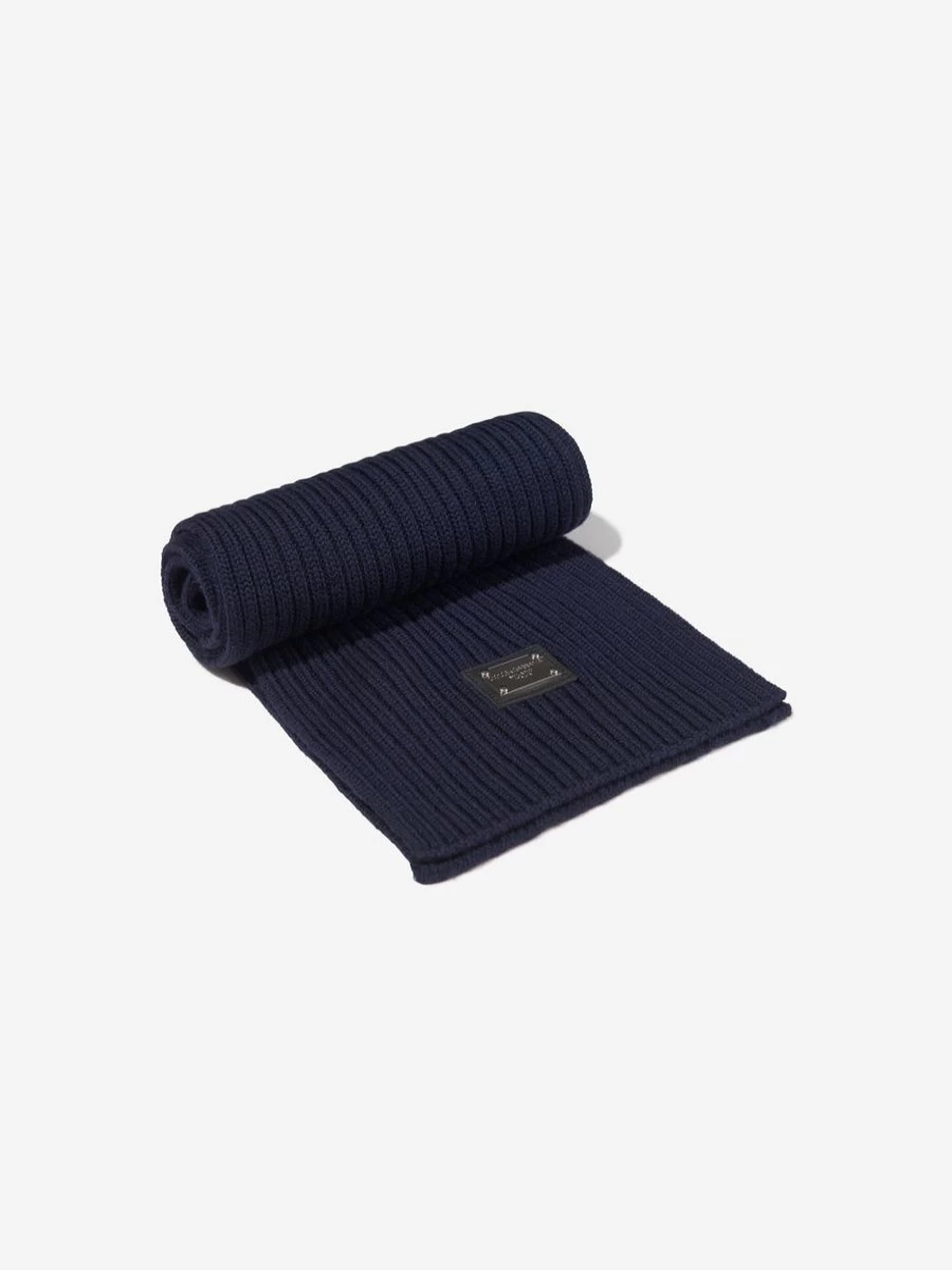 Dolce & Gabbana Kids Navy Blue Wool Scarf for Boys - Warm Winter Accessory