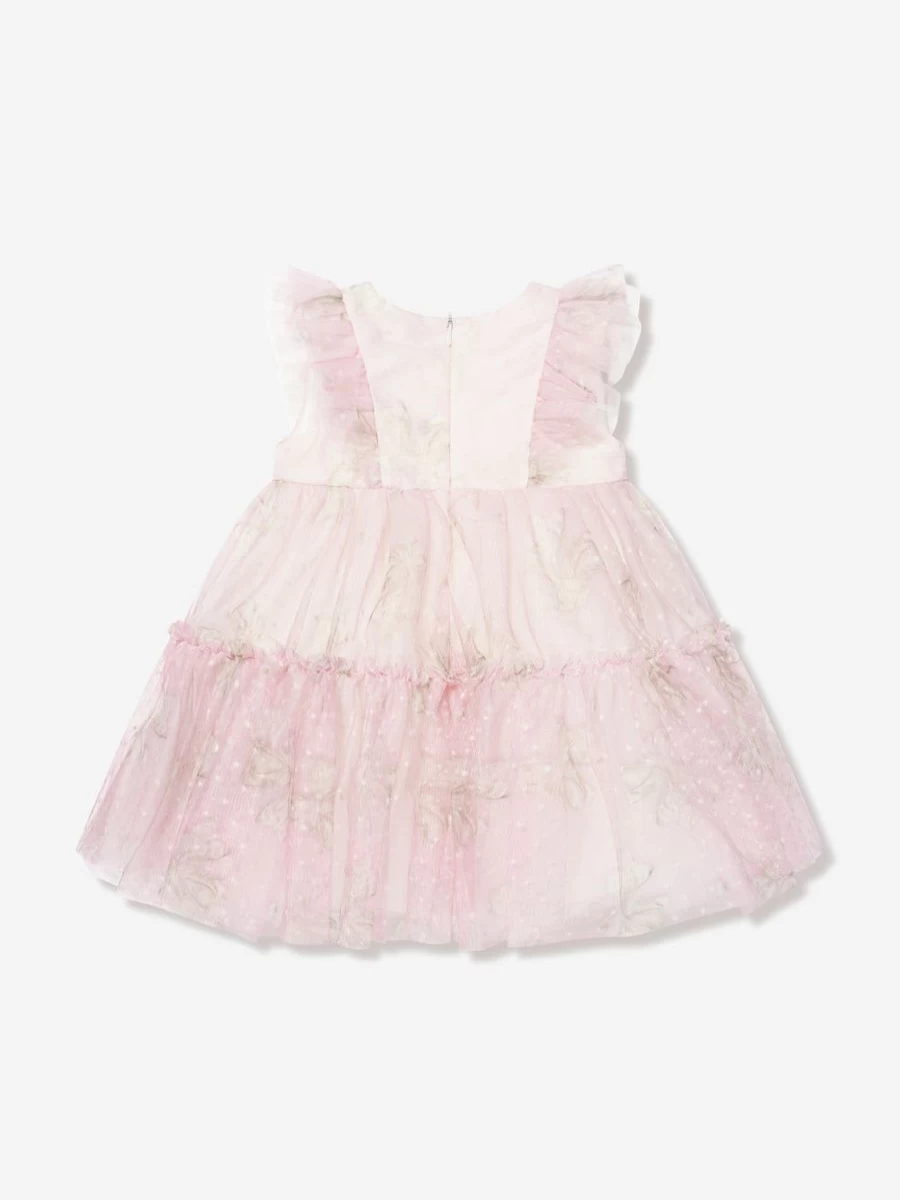 Monnalisa Baby Girls Pink Sleeveless Tulle Dress for Special Occasions