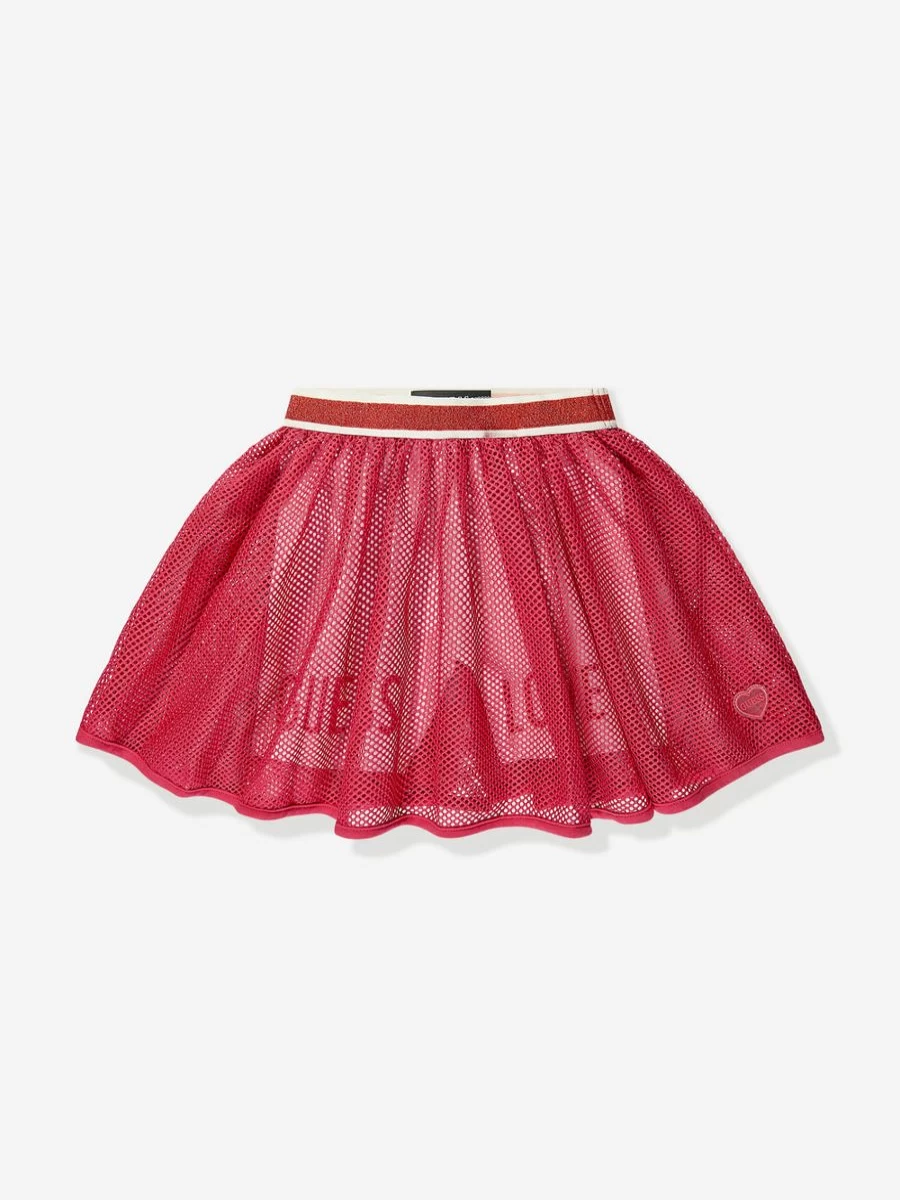 Guess Girls Red Mesh Skort - Stylish Athletic Tennis Skirt with Shorts for Active Teens