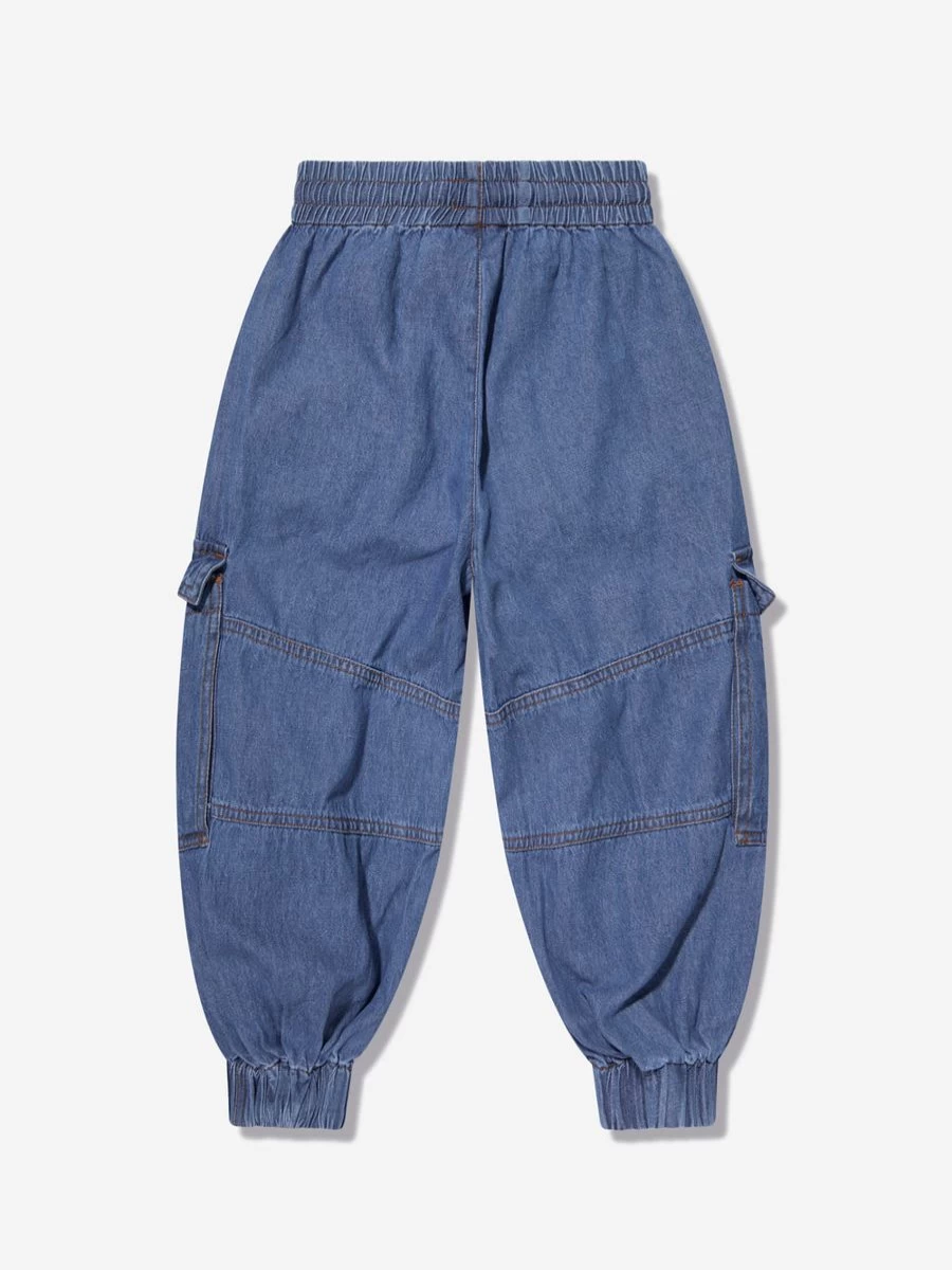 Molo Girls' Blue Washed Chambray Trousers for Comfort and Style