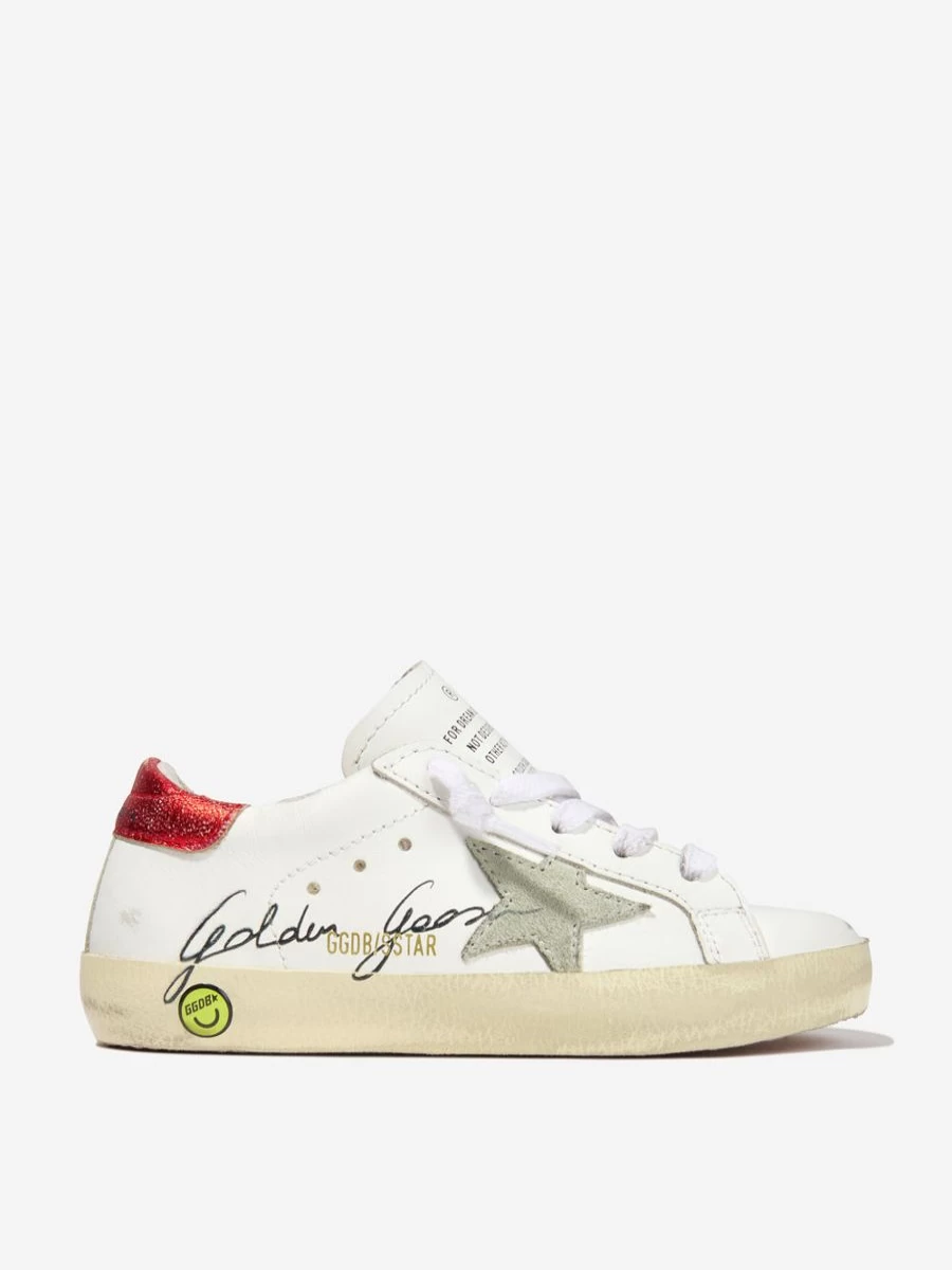 Golden Goose Kids Superstar Vintage Leather & Suede Sneakers for Teens | Distressed Style Trainers