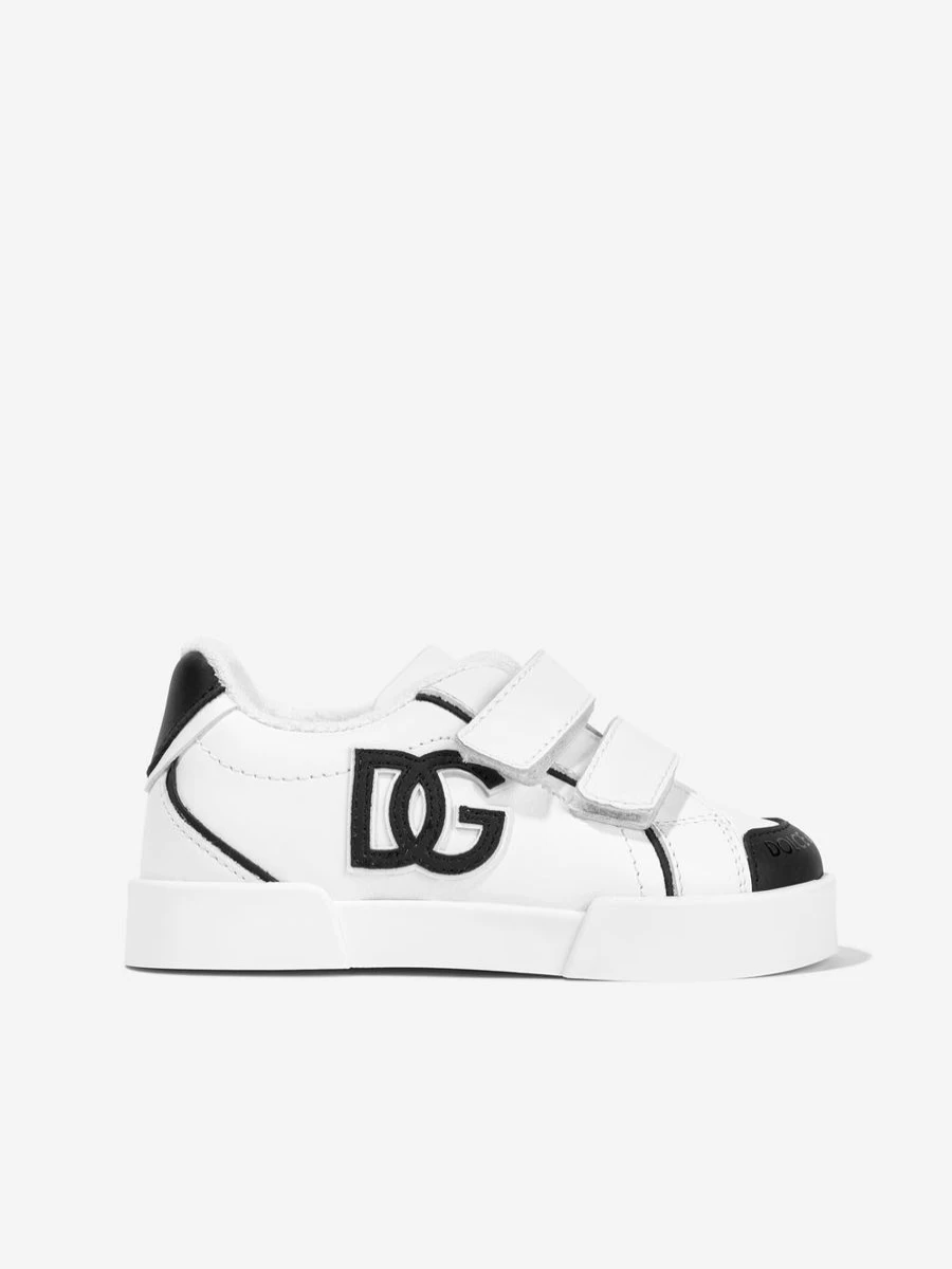 Dolce & Gabbana Girls' White Leather Portofino Sneakers for Kids