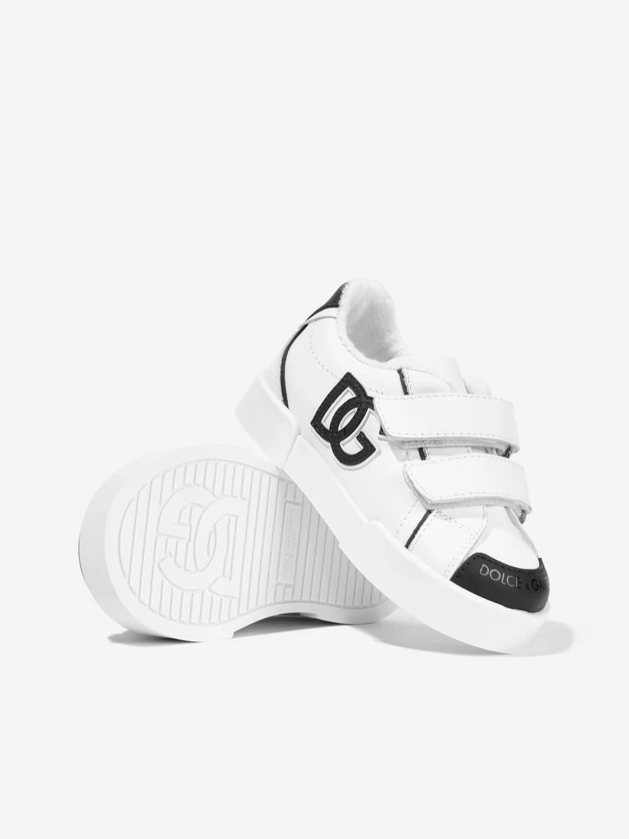 Dolce & Gabbana Girls' White Leather Portofino Sneakers for Kids
