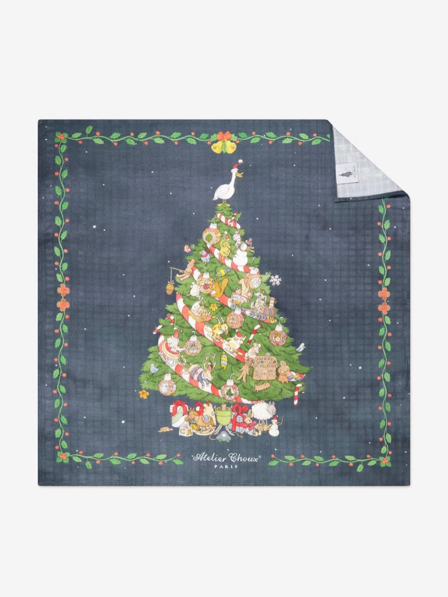 Atelier Choux Blue Baby Christmas Eve Swaddle Blanket for Newborns
