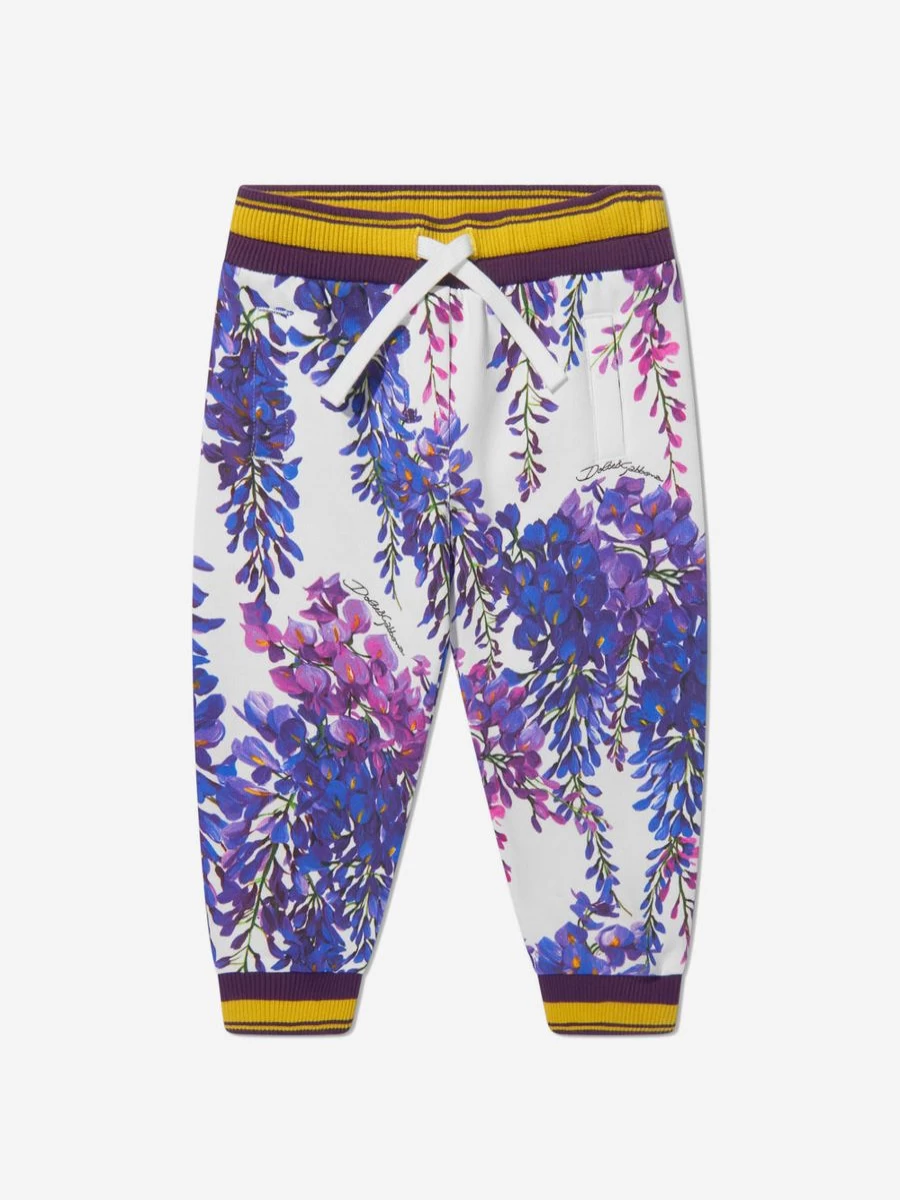 Dolce & Gabbana Kids Baby Girls Floral Wisteria Print Cotton Joggers Pants