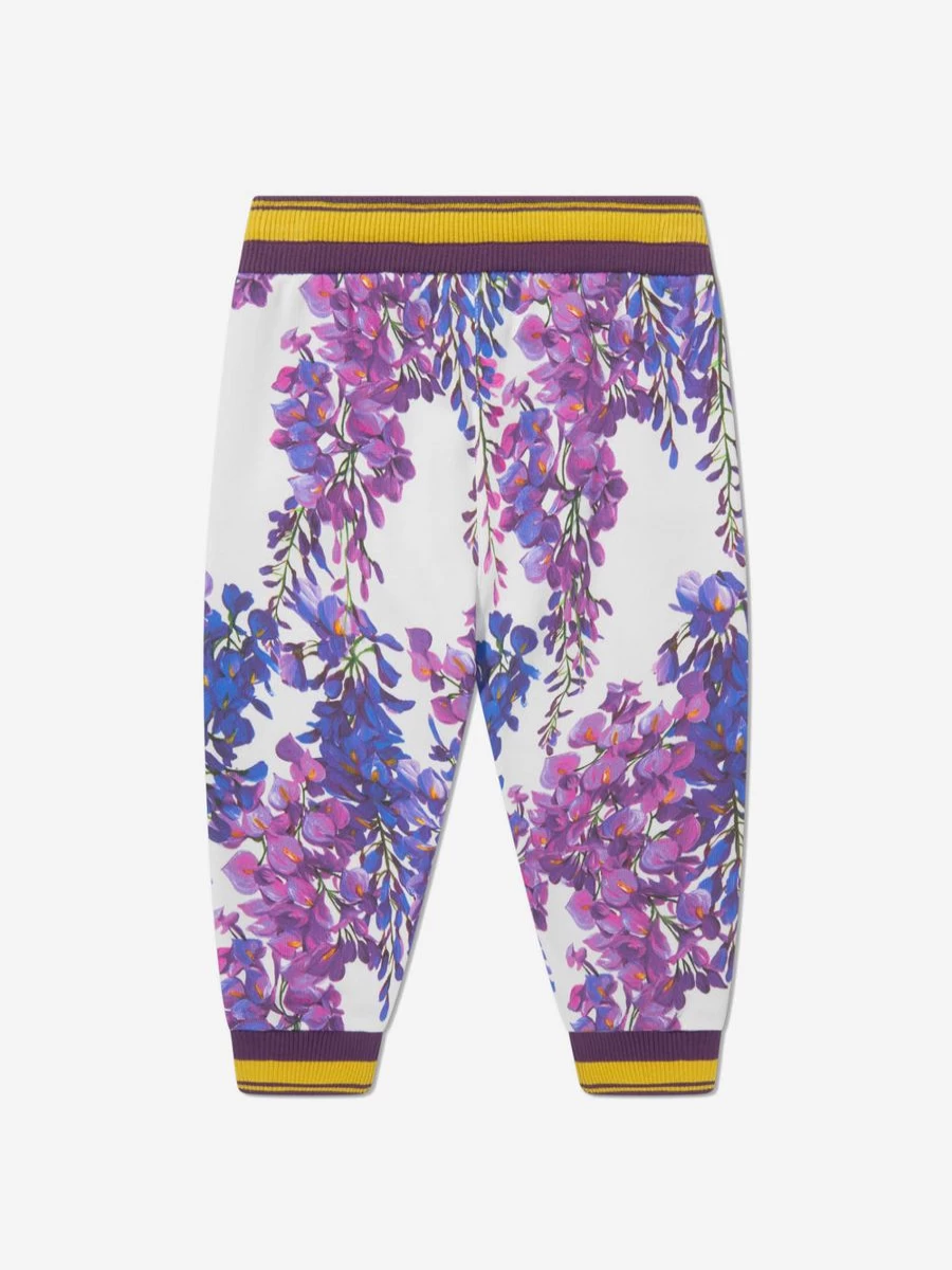 Dolce & Gabbana Kids Baby Girls Floral Wisteria Print Cotton Joggers Pants