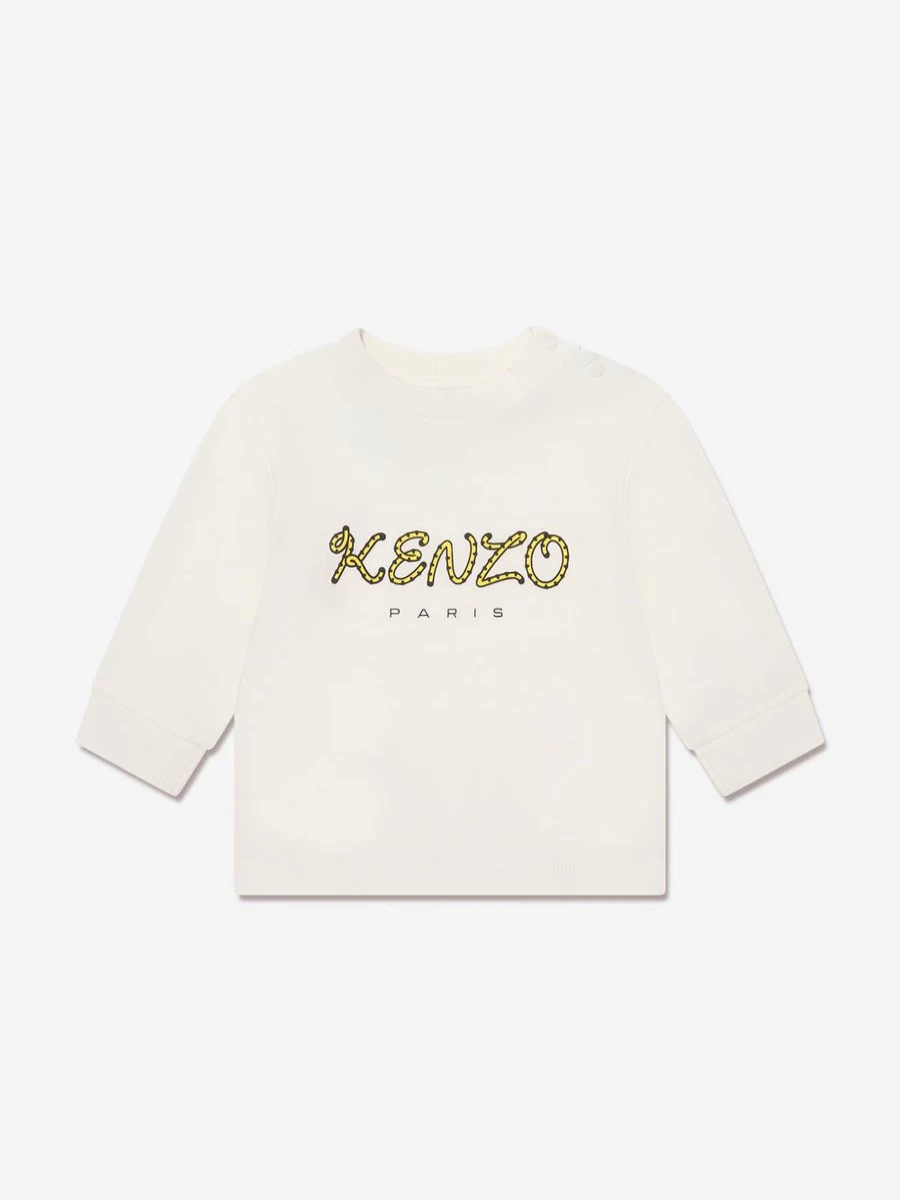 KENZO KIDS Girls Ivory Long Sleeve Logo T-Shirt for Baby