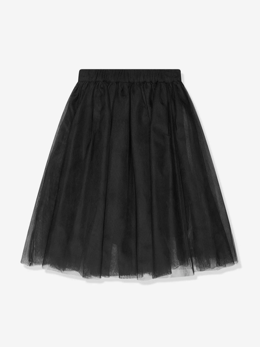 Guess Girls Black Mesh Midi Skirt - Stylish & Trendy Floral Lace Trim