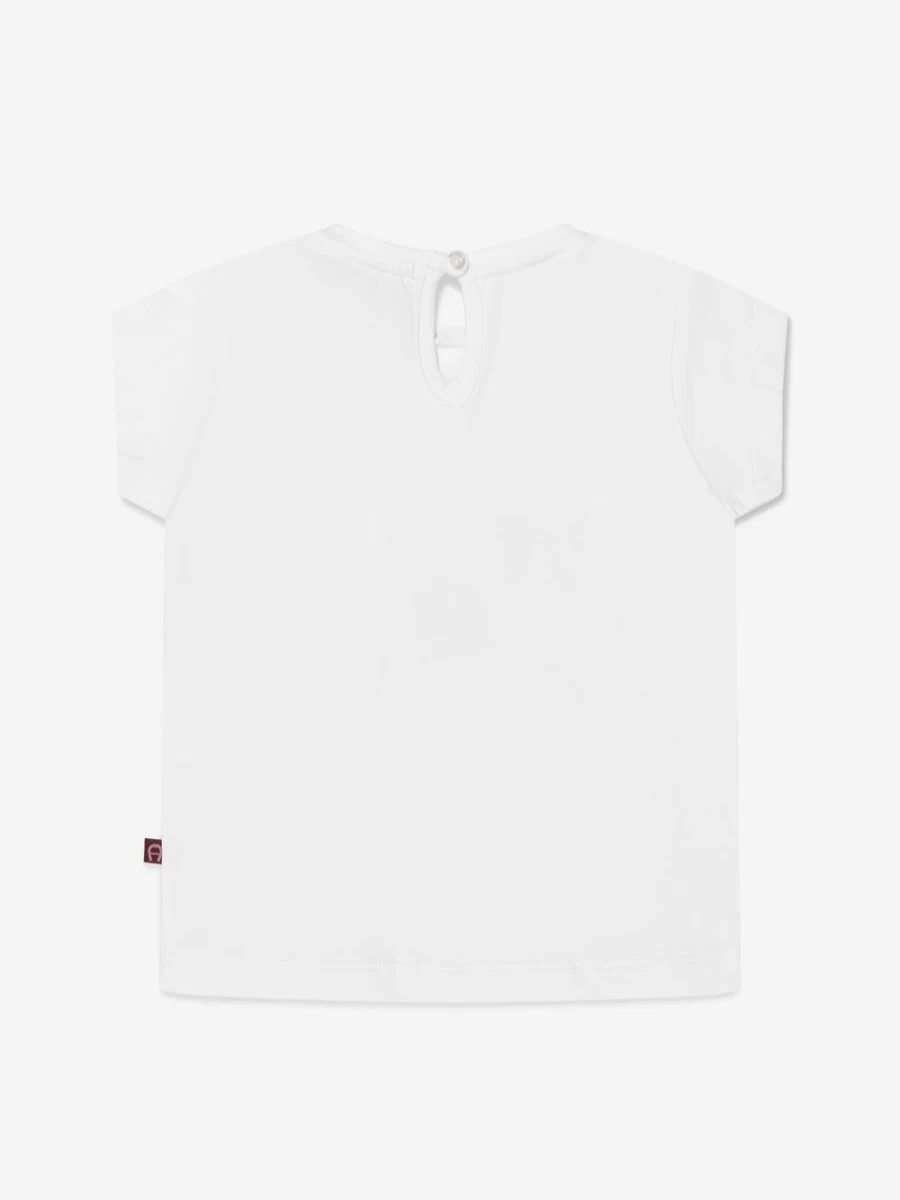 Aigner Baby Girls White Logo T-Shirt | Premium Cotton Tee for Toddlers
