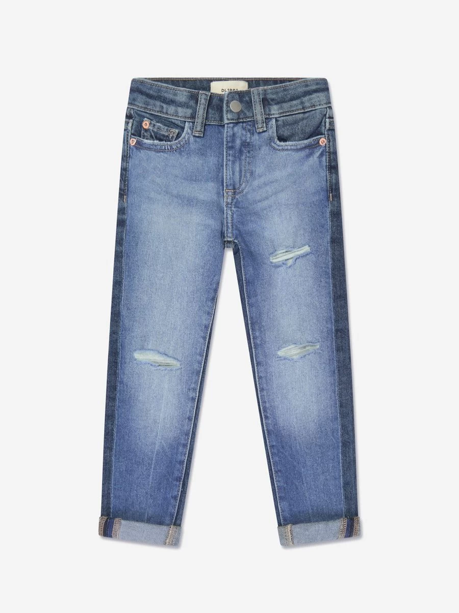 DL1961 Girls Harper Distressed Blue Regular Fit Jeans for Kids
