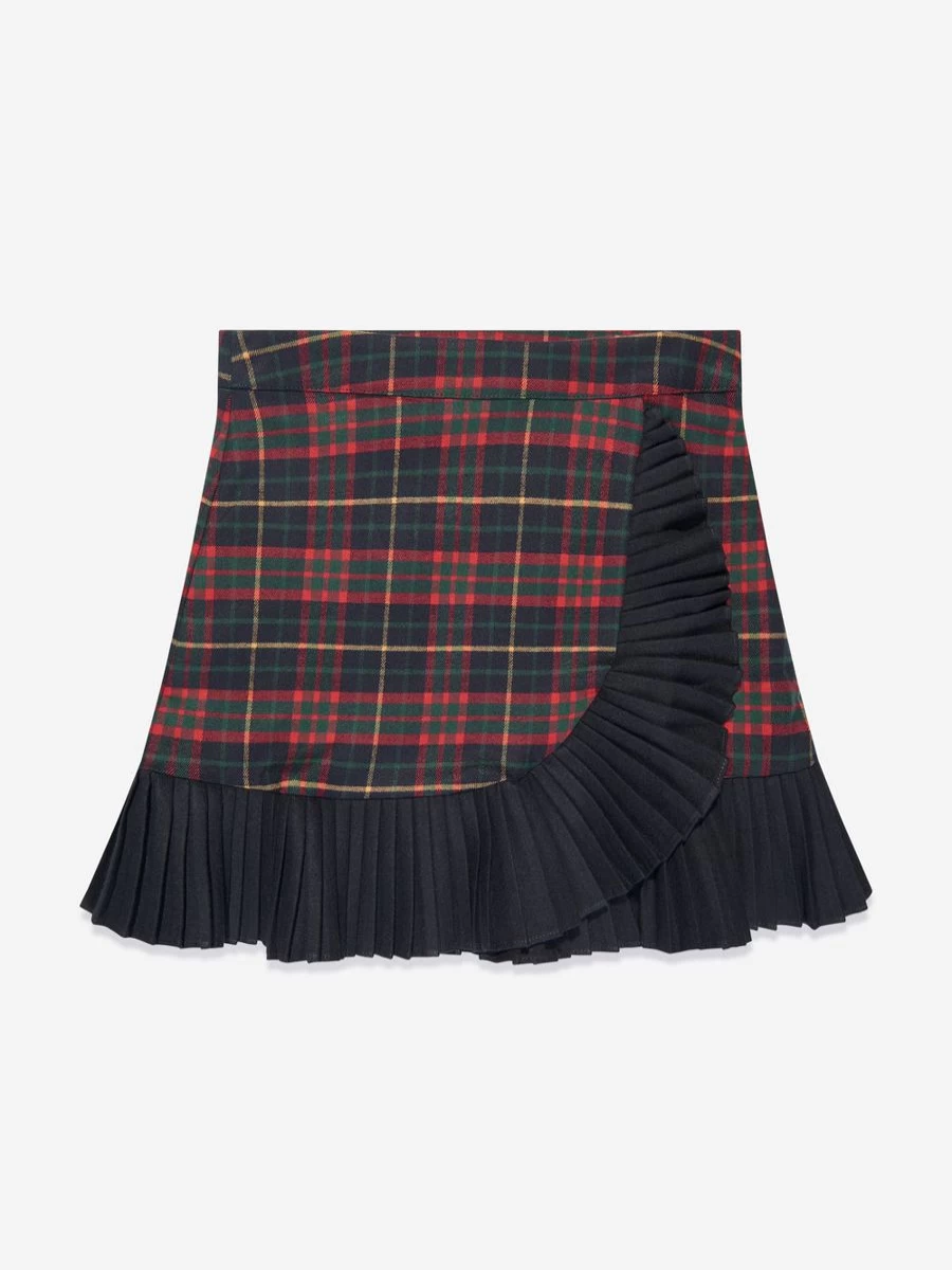 Patachou Teen Girls Navy Tartan Skirt - Stylish Plaid School Skirt for Teens