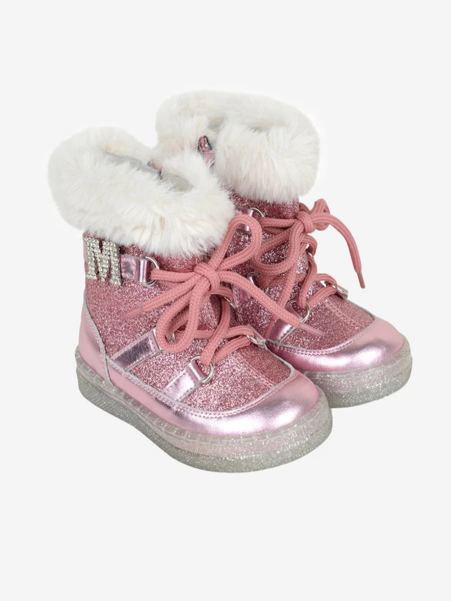 Monnalisa Girls Glitter Snow Boots - Sparkly Winter Footwear for Kids