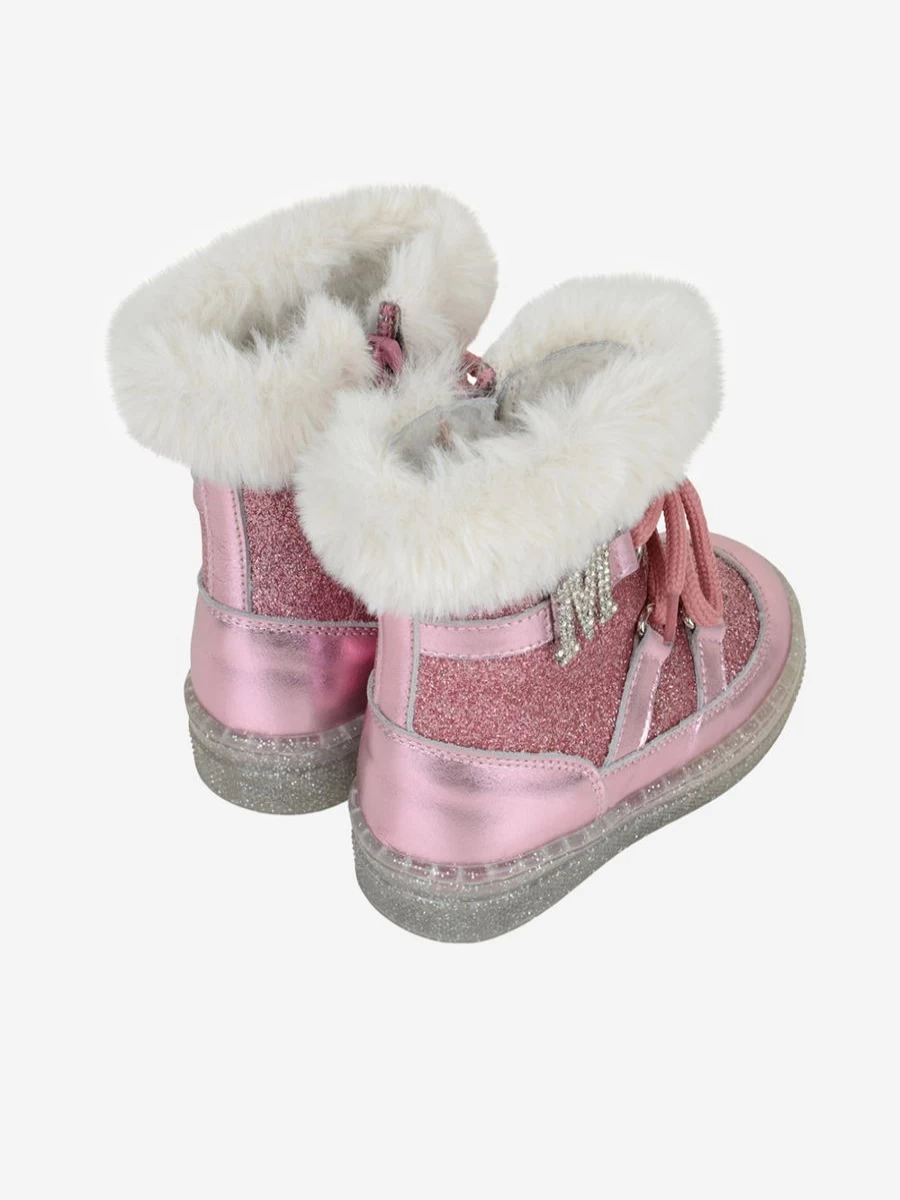 Monnalisa Girls Glitter Snow Boots - Sparkly Winter Footwear for Kids