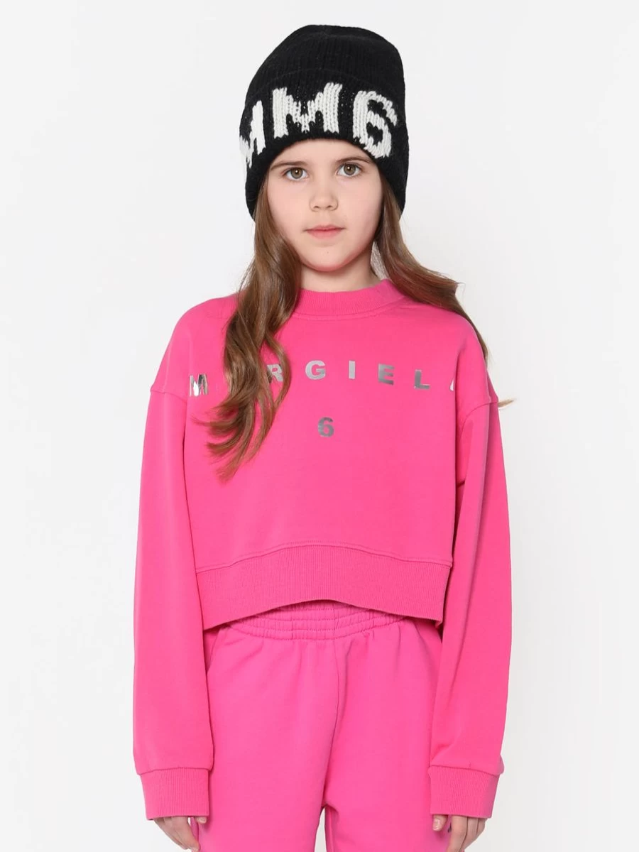 MM6 Maison Margiela Boys' Pink Cropped Logo Sweatshirt