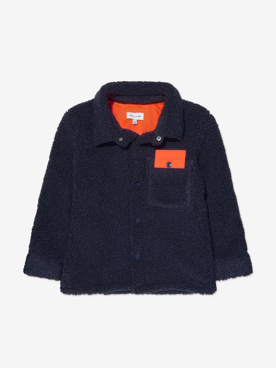 MARC JACOBS Boys Navy Faux Shearling Cardigan Coats for Winter Warm Jacket