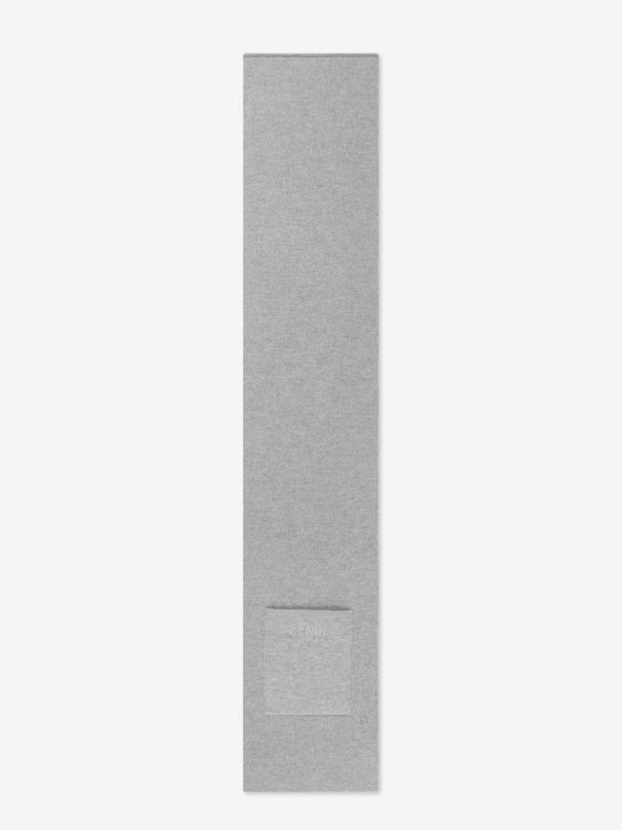 Fendi Kids Reversible Scarf for Girls - Grey Double-Sided Fashion Accessory