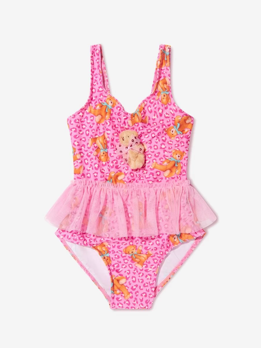 "Selini Action Baby Girls Pink Teddy Bear Tutu Swimsuit"
