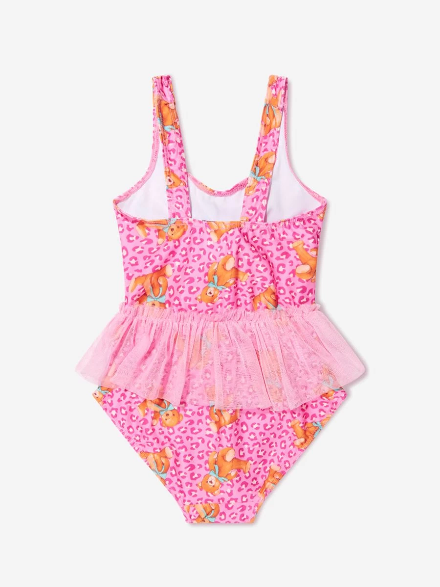 "Selini Action Baby Girls Pink Teddy Bear Tutu Swimsuit"