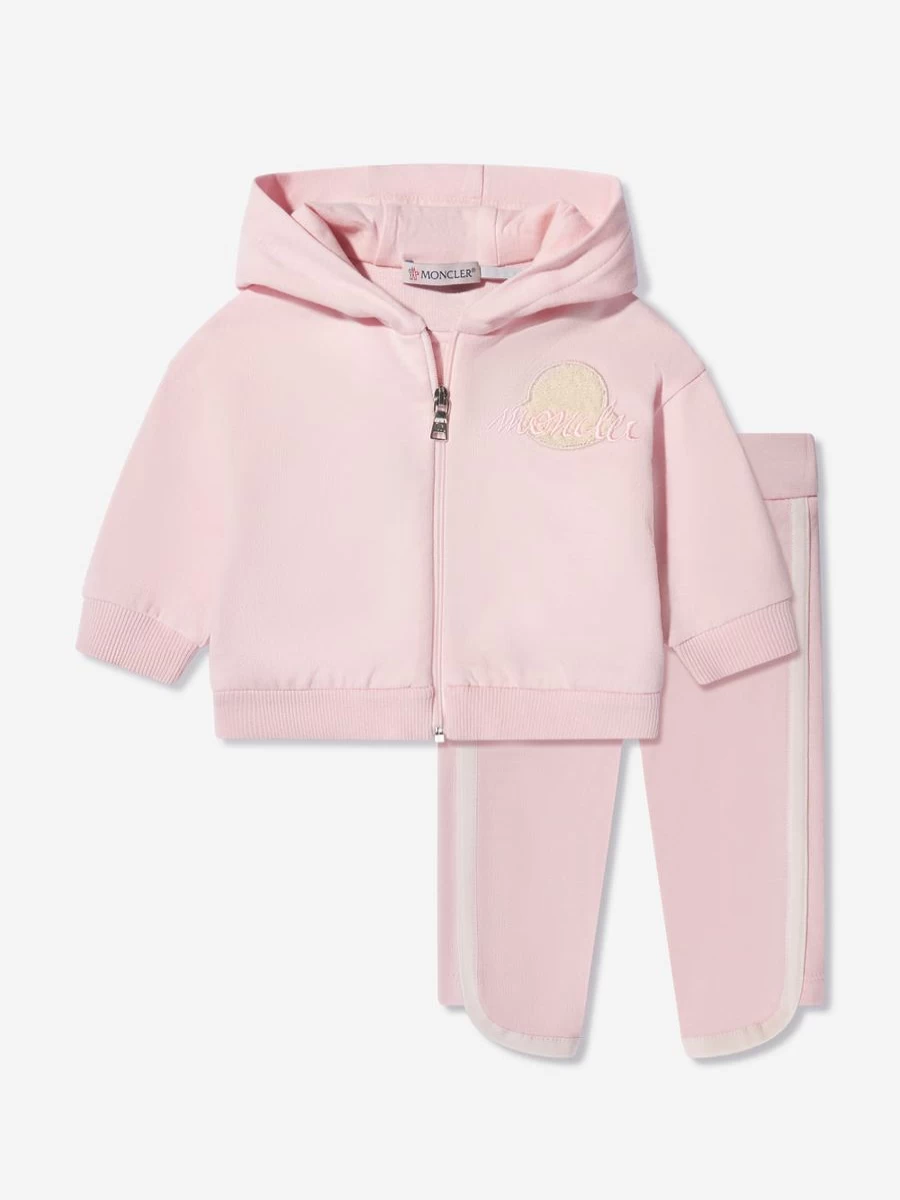 Moncler Enfant Baby Girls Pink Logo Tracksuit - Stylish & Comfortable Outfit