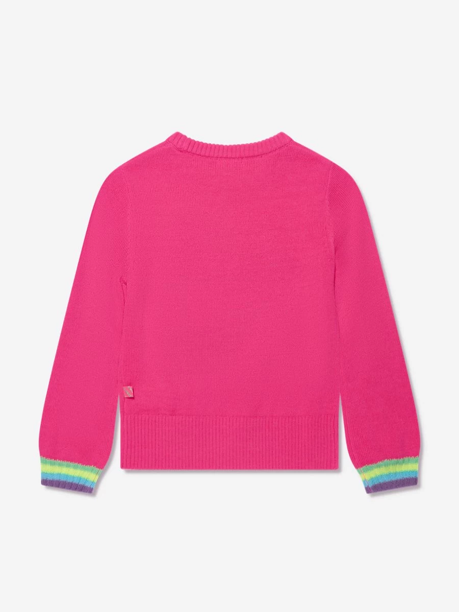 "Billieblush Pink Knitted Happy Jumper for Girls - Cozy & Stylish"