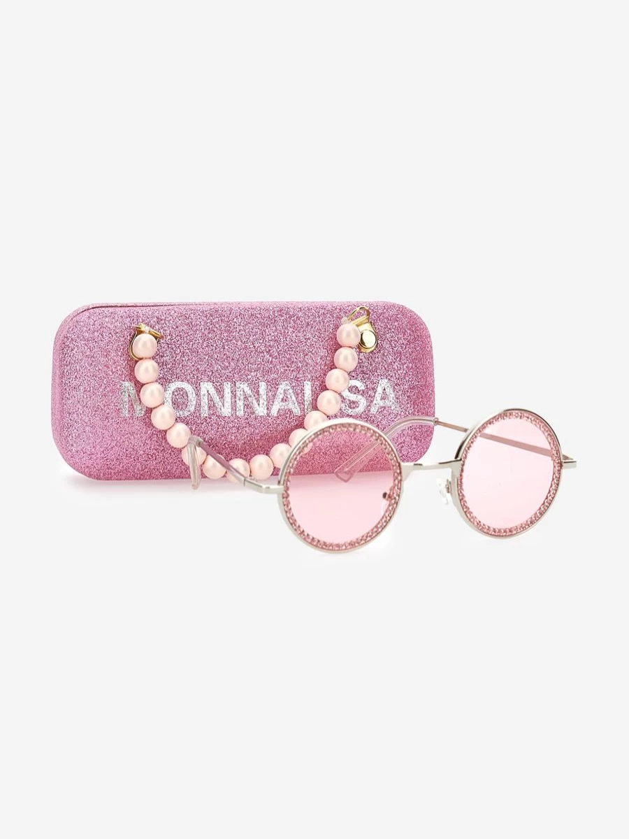 Monnalisa Pink Rhinestone Sunglasses for Girls - Sparkling Fashion Kids Shades