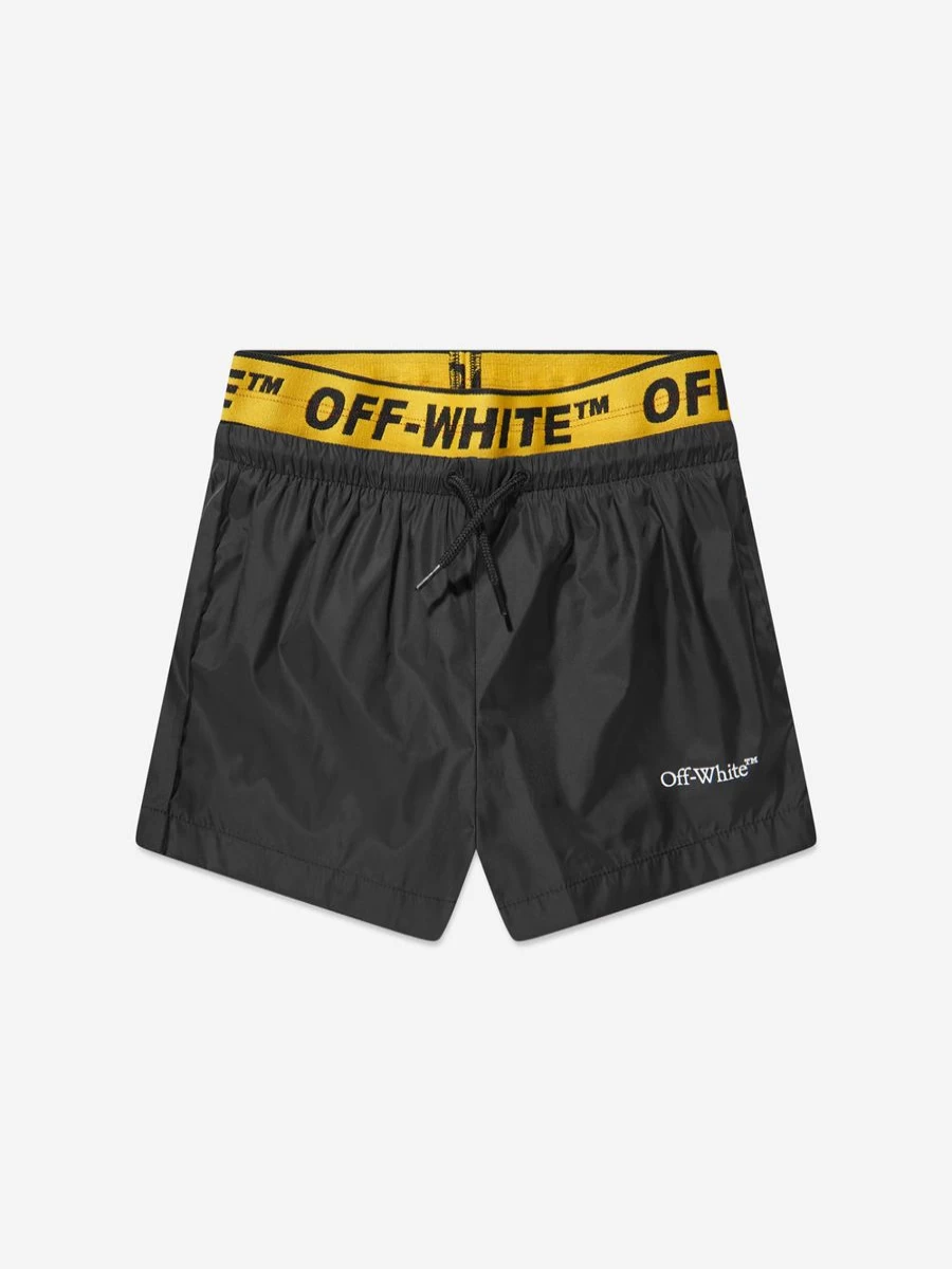 Off-White Boys' Black Bookish Print Swim Shorts Industrial Style