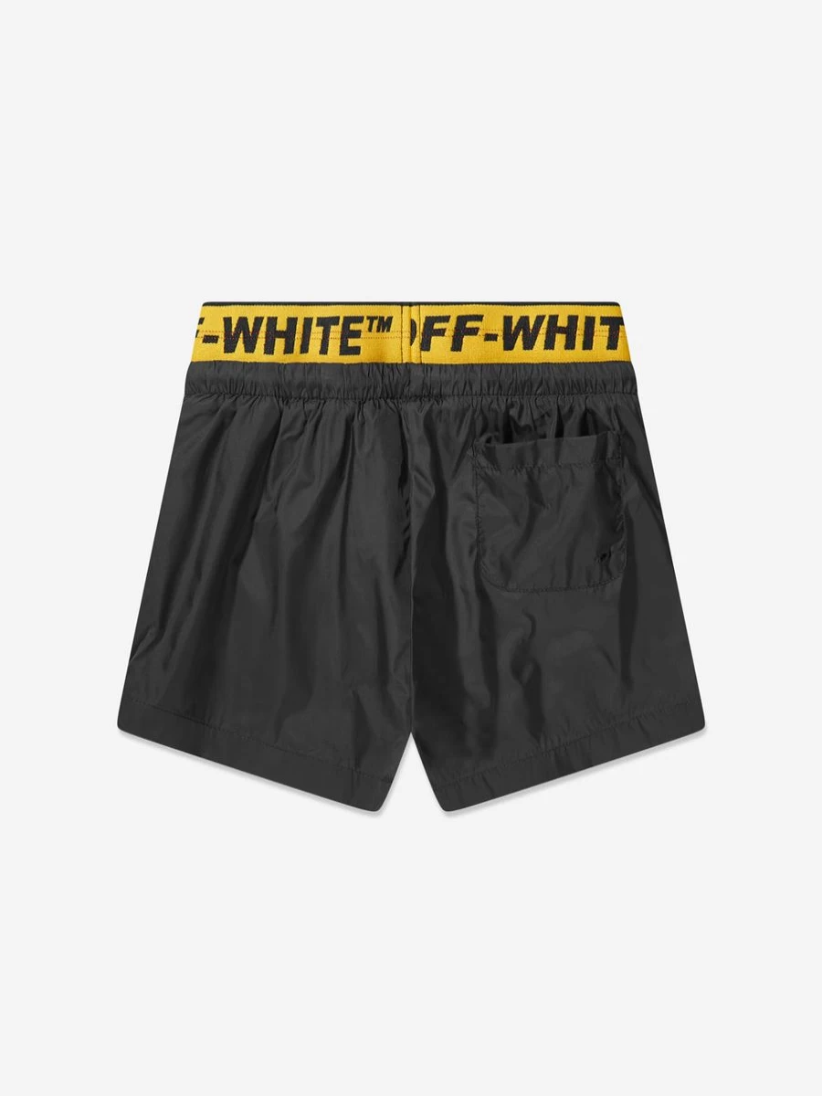 Off-White Boys' Black Bookish Print Swim Shorts Industrial Style