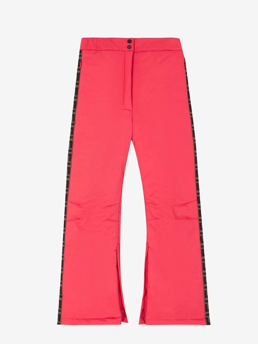 Fendi Kids Girls FF Logo Ski Pants with Trim Design