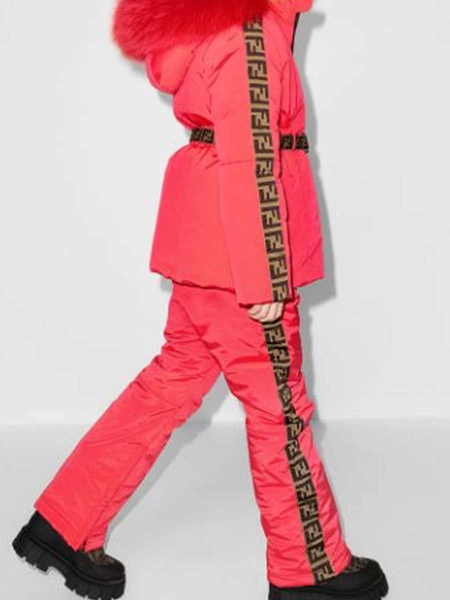 Fendi Kids Girls FF Logo Ski Pants with Trim Design