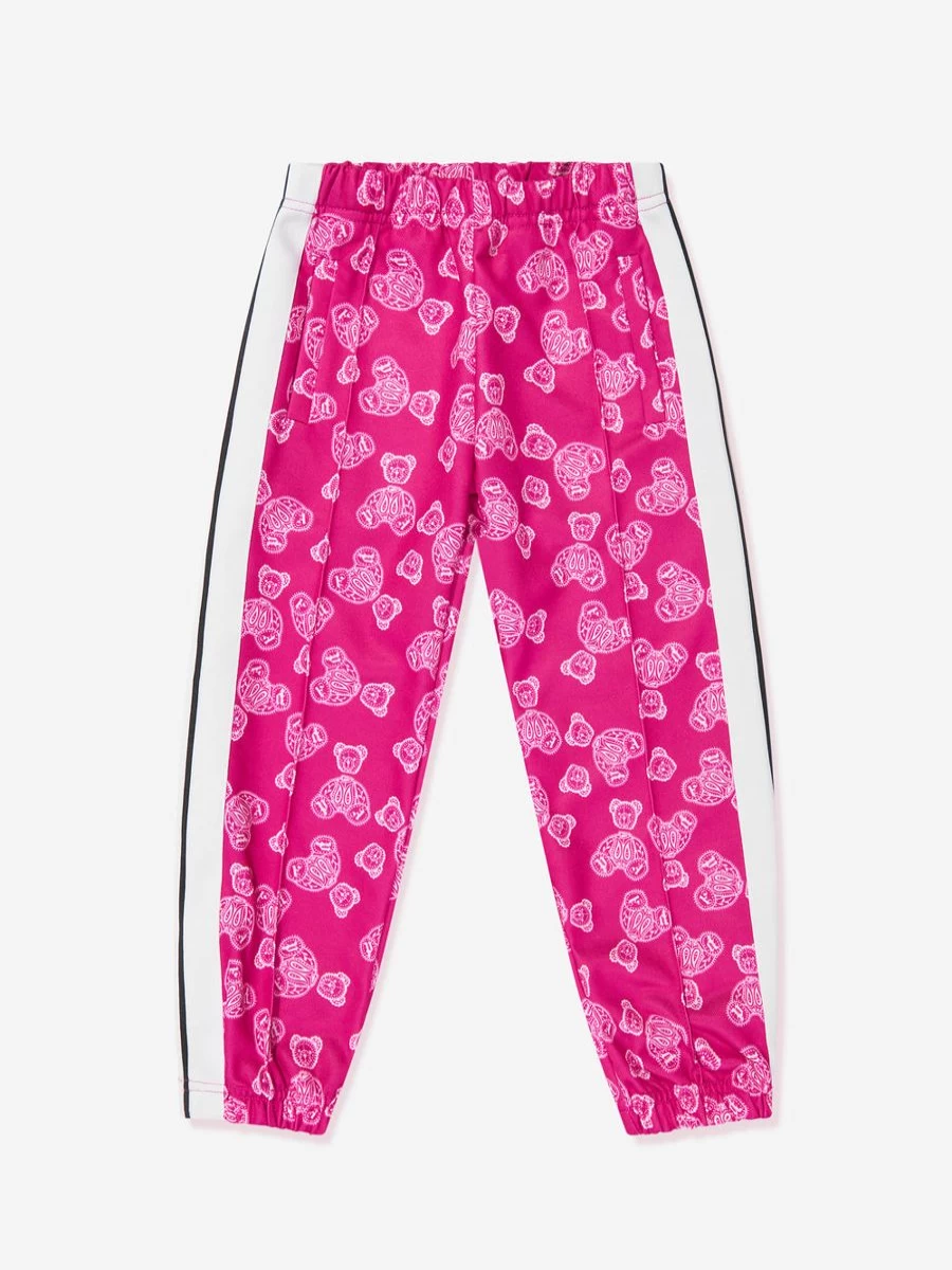 Palm Angels Teen Girls Pink Bear Paisley Print Track Joggers