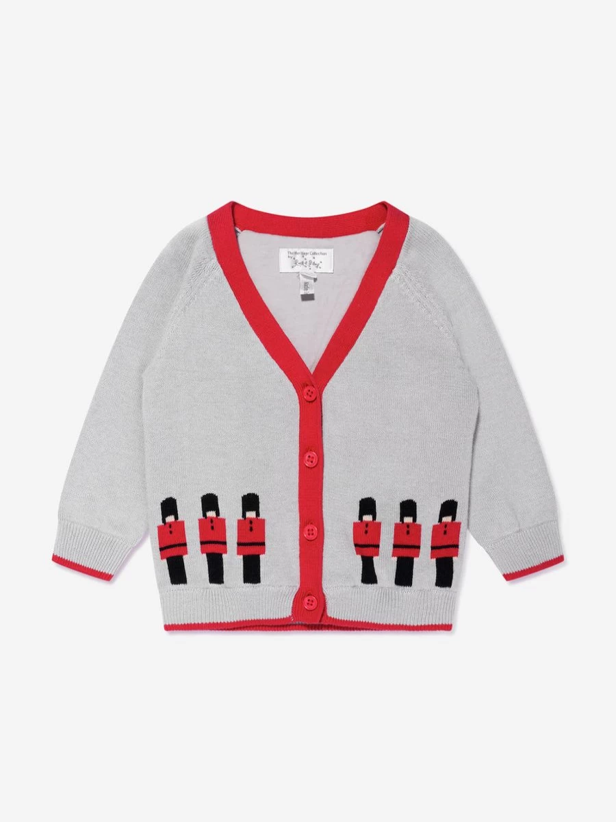 Rachel Riley Grey Baby Boys Soldier Intarsia Knit Cardigan