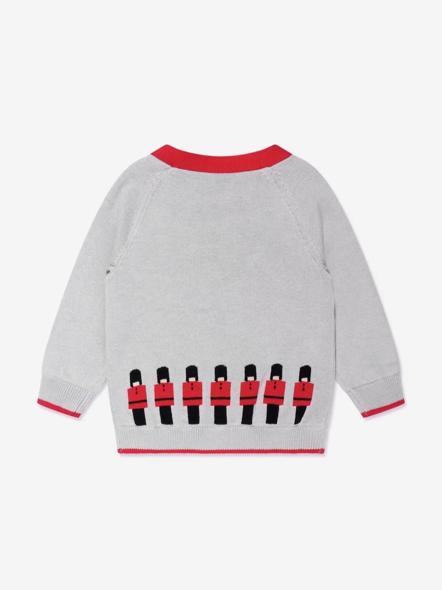 Rachel Riley Grey Baby Boys Soldier Intarsia Knit Cardigan