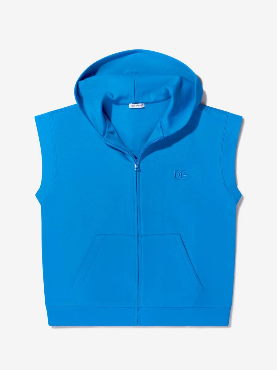 Dolce & Gabbana Kids Boys Cotton Sleeveless Zip-Up Hoodie Jacket