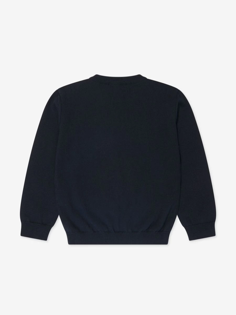 Emporio Armani Baby Boys Navy Logo Jumper - Stylish Cotton Knit Sweater for Infants