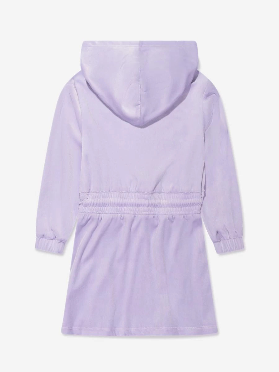 Billieblush Teen Girls Lilac Velour Hooded Dress - Soft Casual Pullover Hoodie Dress