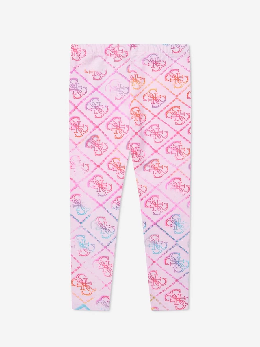 Guess Girls Pink Logo Print Leggings for Kids - Stylish & Comfortable