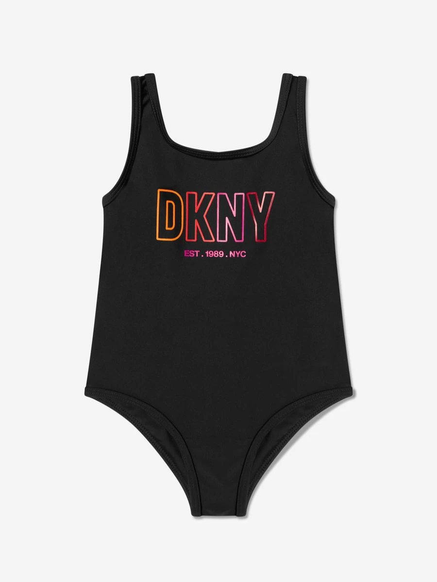 DKNY Teen Girls' Black Logo One-Piece Swimming Costume