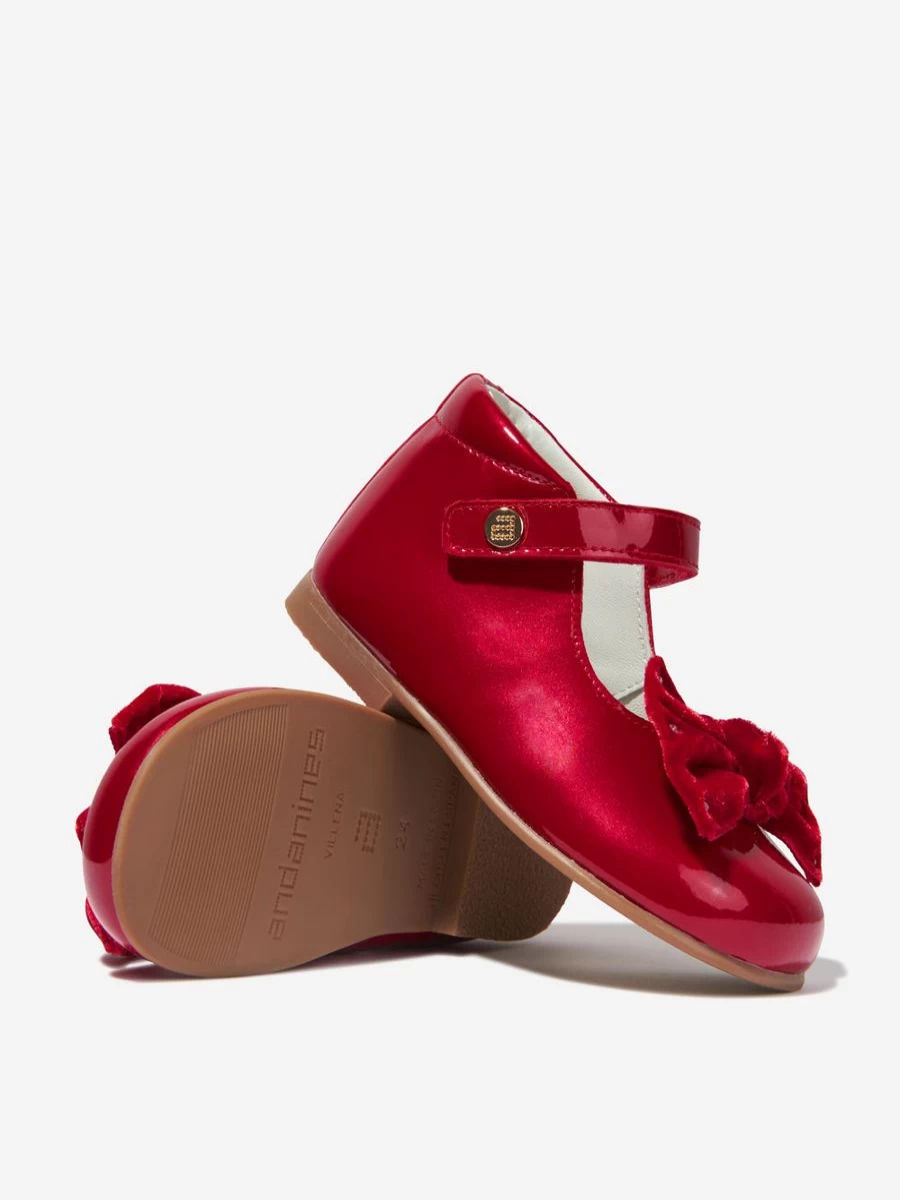 Andanines Baby Girls Patent Leather Bow Shoes - Shiny First Walkers for Infants