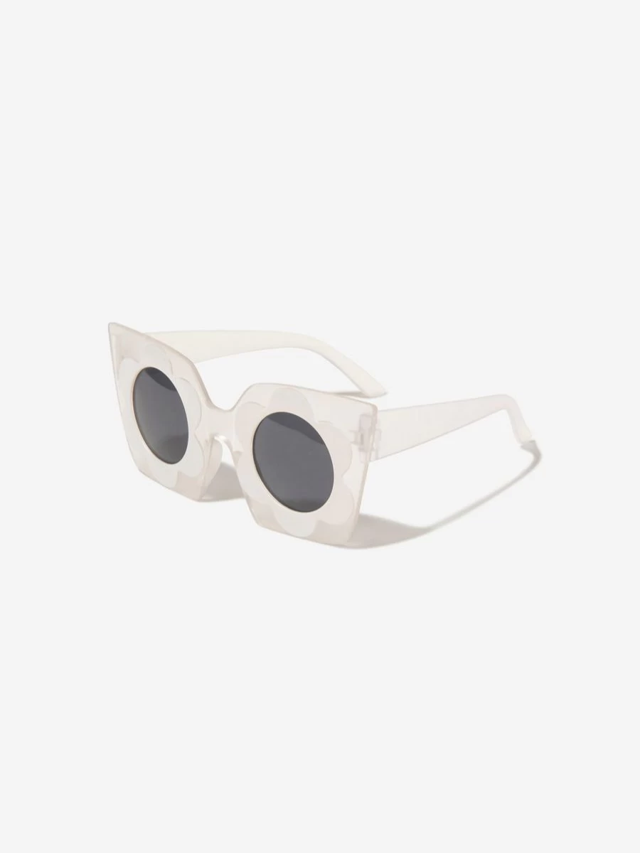 Monnalisa Girls White Monogram Sunglasses with Protective Case