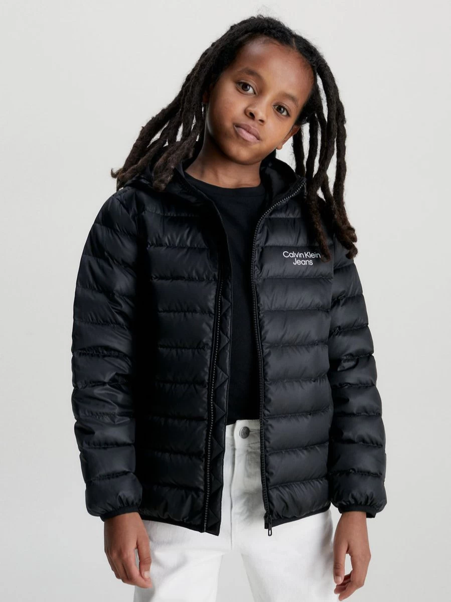 Calvin Klein Jeans Boys Black Logo Padded Down Jacket